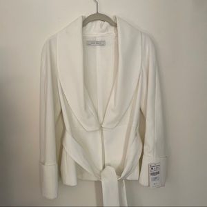 ZARA Basic White Tie Front Belted Blazer NWT